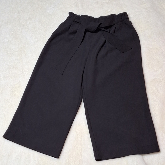Lululemon Noir Crop Black Waist Bow Tie Relaxed Wide Leg Pants Women Size 8 - Picture 7 of 16